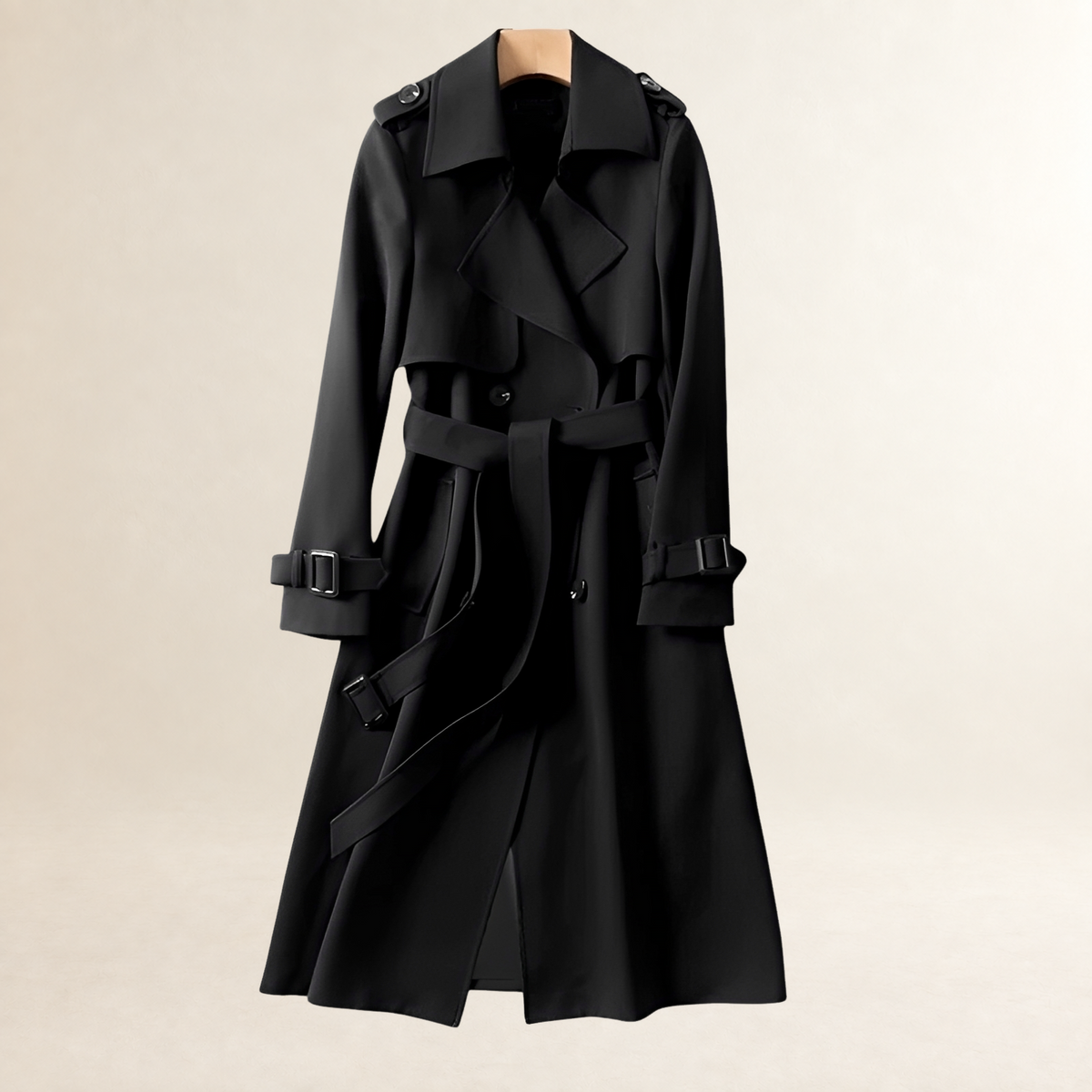 Trench Coat Women Double-Breasted with Belted Waist - Classic Fit