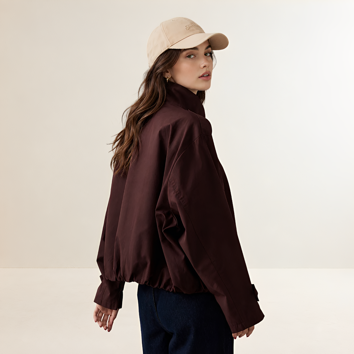 Trench Coat Women Oversized Fit Long Sleeve - Double-Breasted Design