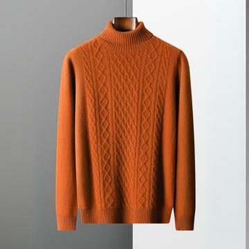 Turtleneck Sweater Men Regular Fit with Textured Design and Ribbed Collar