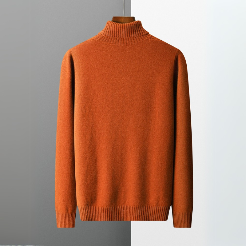 Turtleneck Sweater Men Regular Fit with Textured Design and Ribbed Collar
