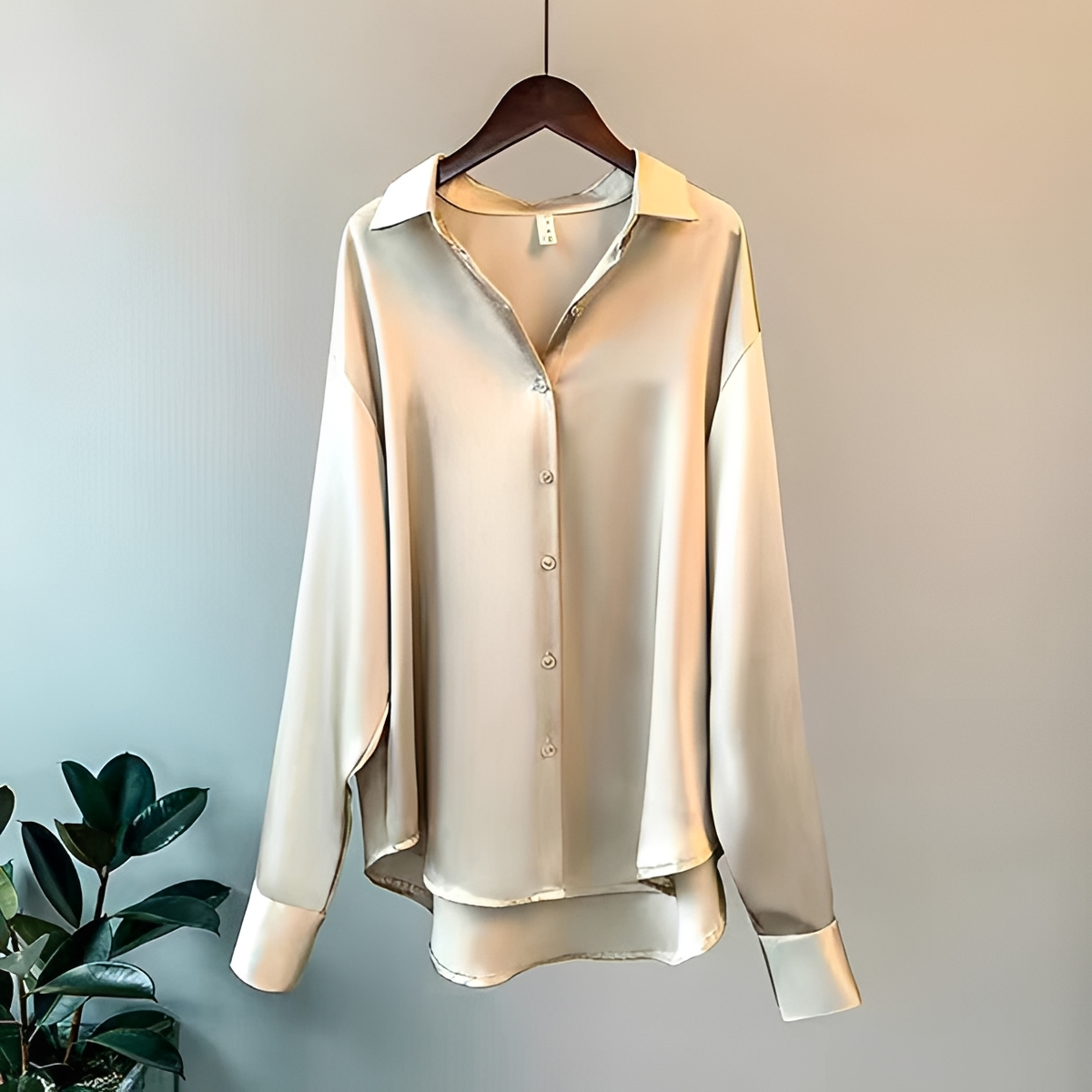Women Blouse Elegant Button-Up Shirt with Long Sleeves and Classic Collar