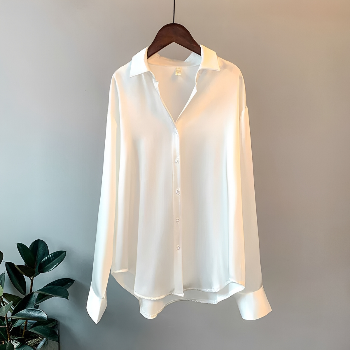 Women Blouse Elegant Button-Up Shirt with Long Sleeves and Classic Collar