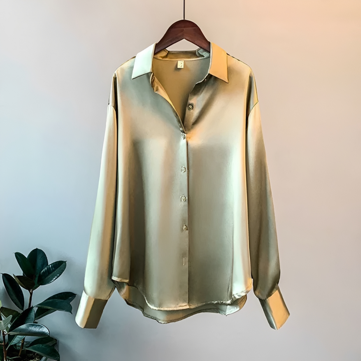 Women Blouse Elegant Button-Up Shirt with Long Sleeves and Classic Collar