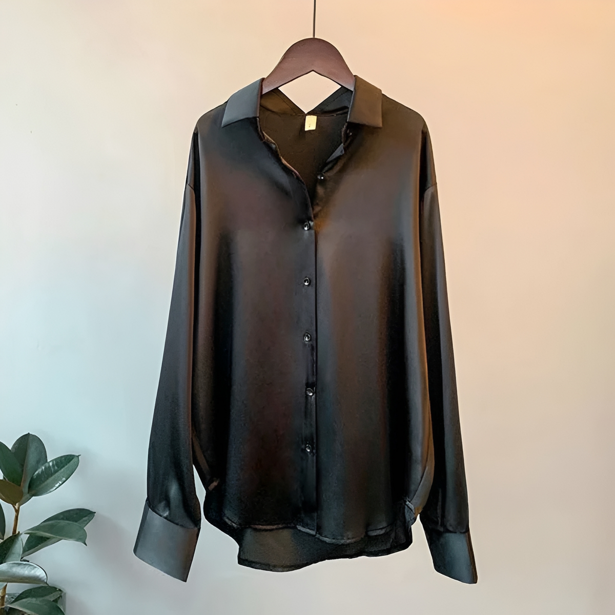Women Blouse Elegant Button-Up Shirt with Long Sleeves and Classic Collar