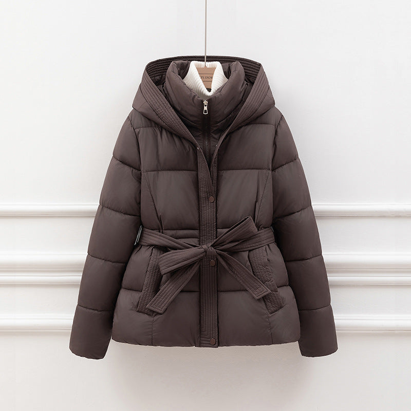 Women Jacket Seasonal Hooded Padded with Belted Waist - Relaxed Fit