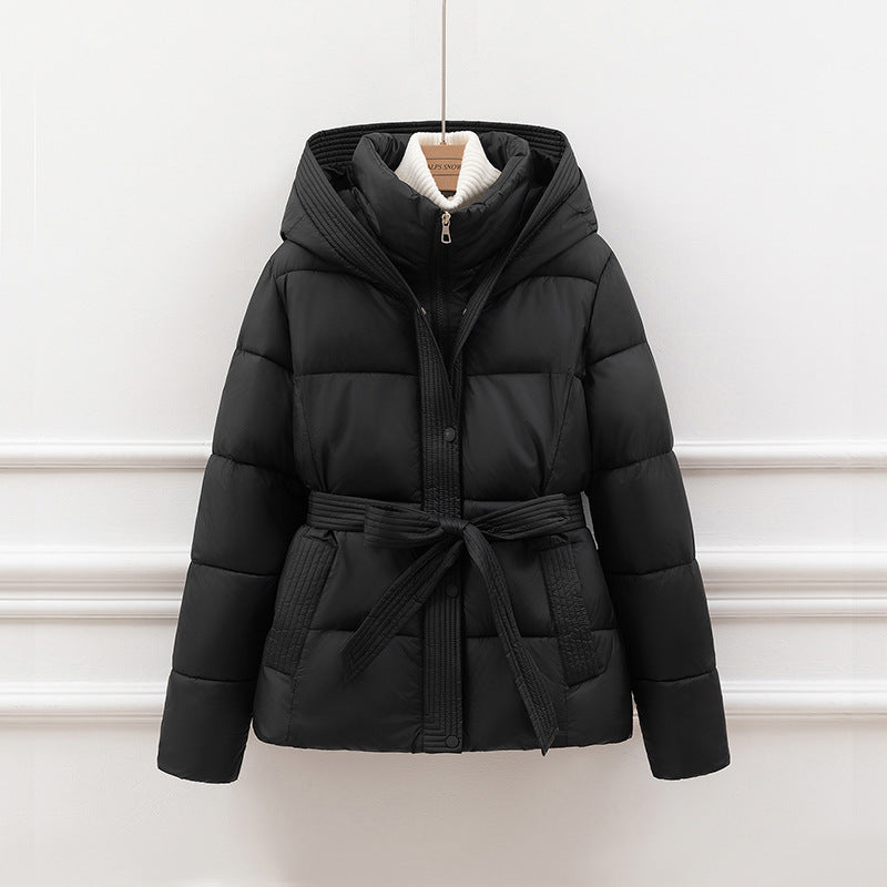 Women Jacket Seasonal Hooded Padded with Belted Waist - Relaxed Fit