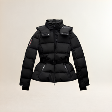 Women's Belted Puffer Jacket - Hooded, Quilted Design, Regular Fit