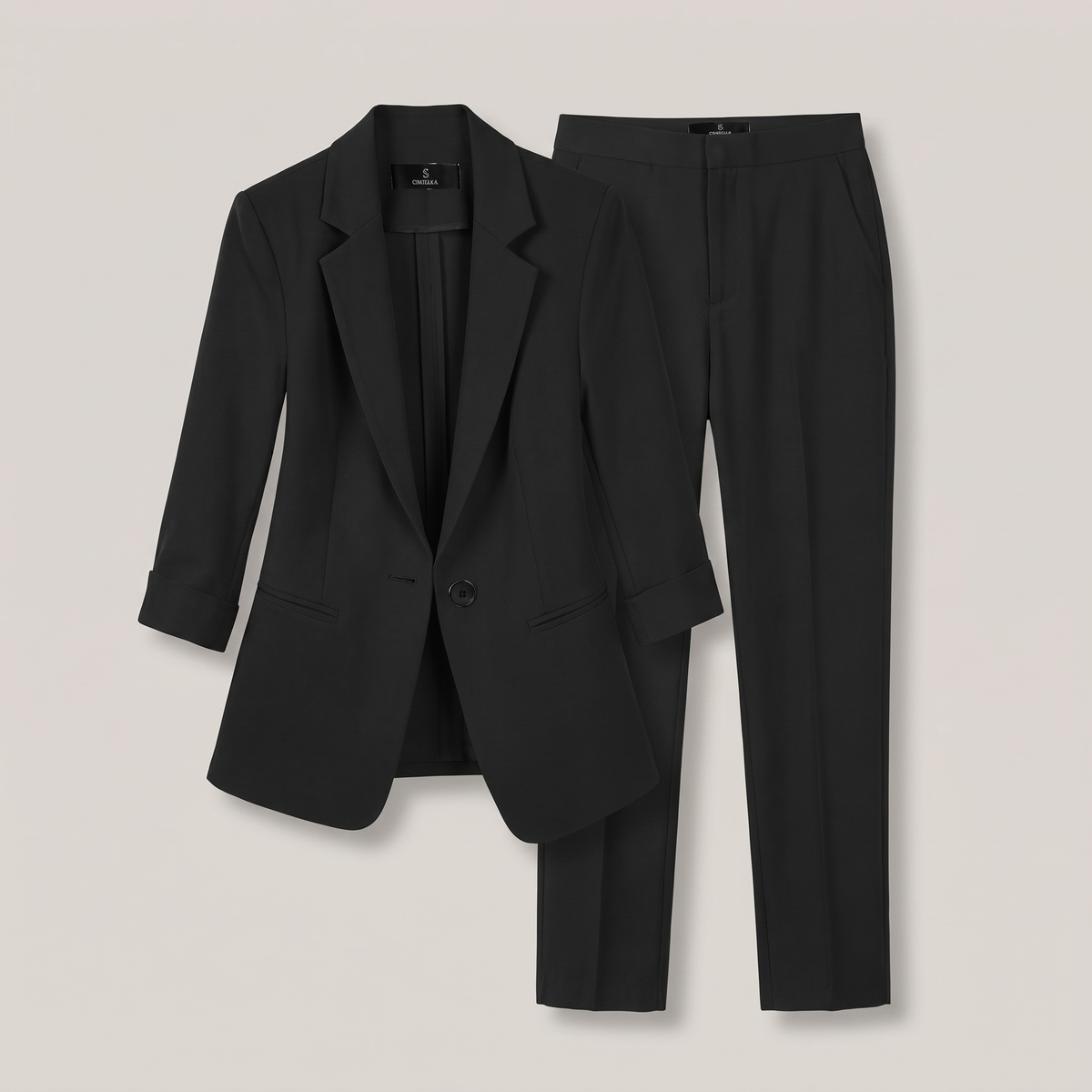 Women's Blazer and Trouser Set - Tailored Fit with Classic Design
