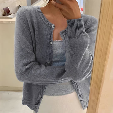 Women's Cardigan - Button Closure, Ribbed Cuffs, Regular Fit