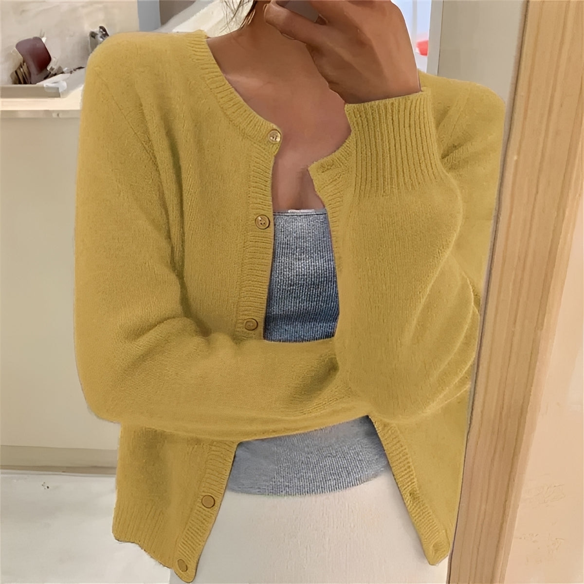 Women's Cardigan - Button Closure, Ribbed Cuffs, Regular Fit