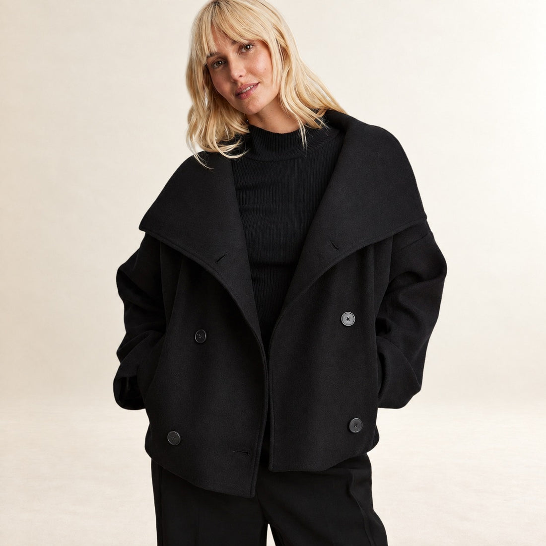 Women's Double-Breasted Jacket - Wide Lapel, Regular Fit