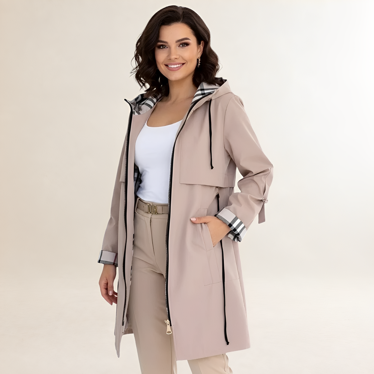 Women's Jacket - Adjustable Hood, Zip Closure, Relaxed Fit, Stylish Design