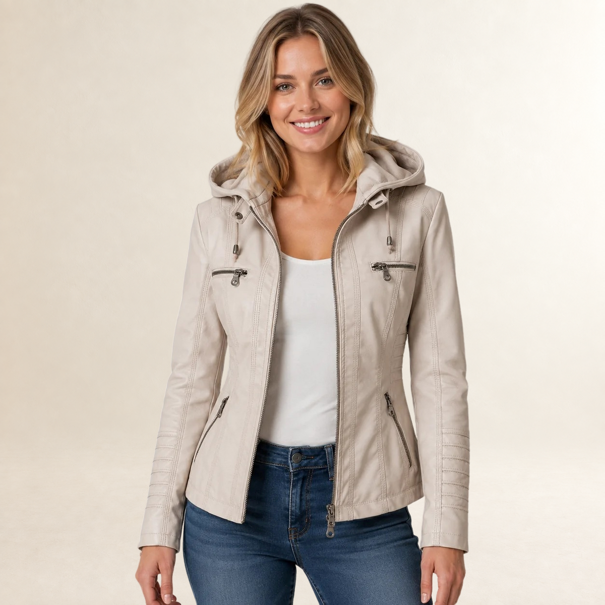 Women's Jacket Hooded Zip Up with Pockets - Regular Fit, Casual Style
