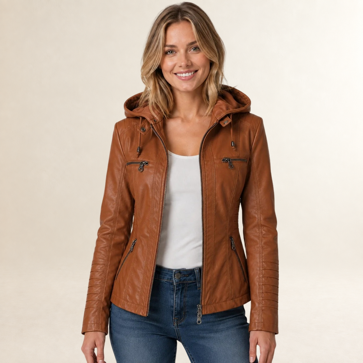 Women's Jacket Hooded Zip Up with Pockets - Regular Fit, Casual Style