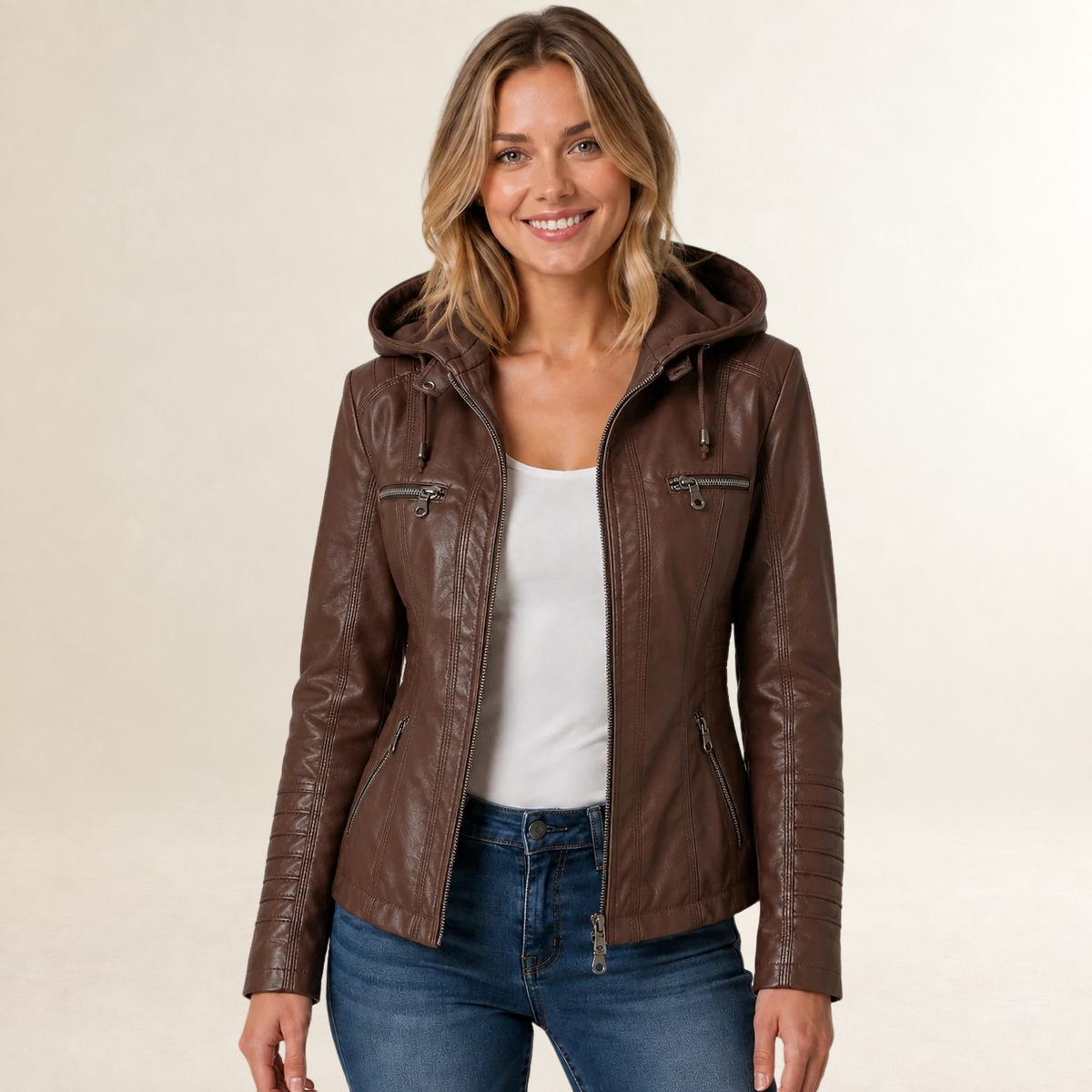 Women's Jacket Hooded Zip Up with Pockets - Regular Fit, Casual Style