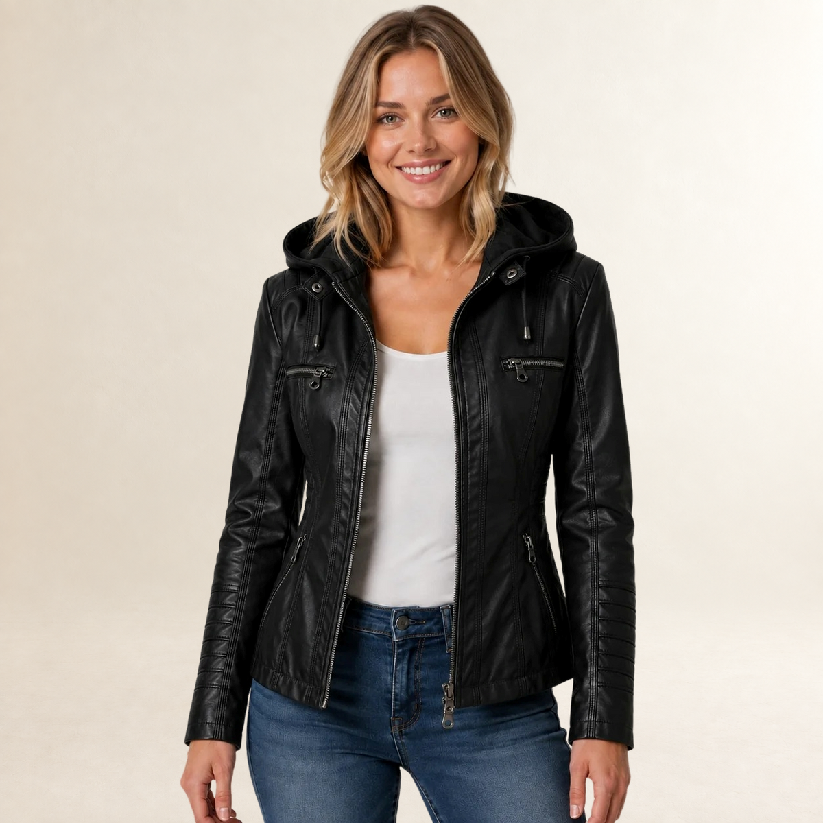 Women's Jacket Hooded Zip Up with Pockets - Regular Fit, Casual Style