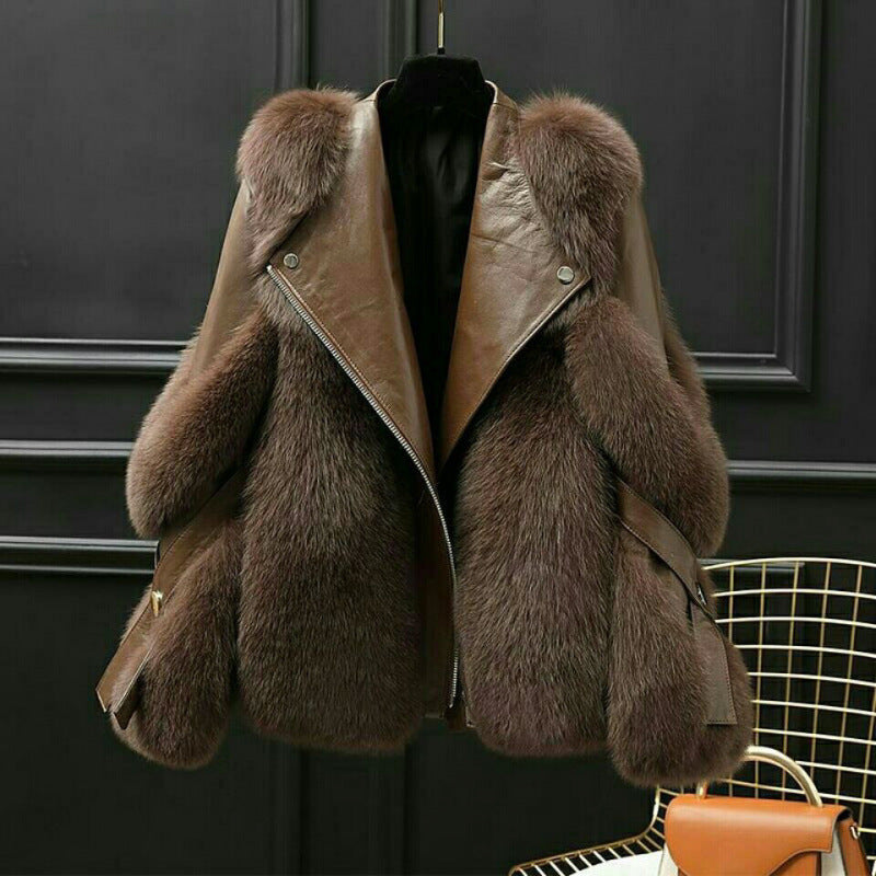 Women's Jacket - Oversized Collar, Zip Closure, Tailored Fit, Statement Outerwear