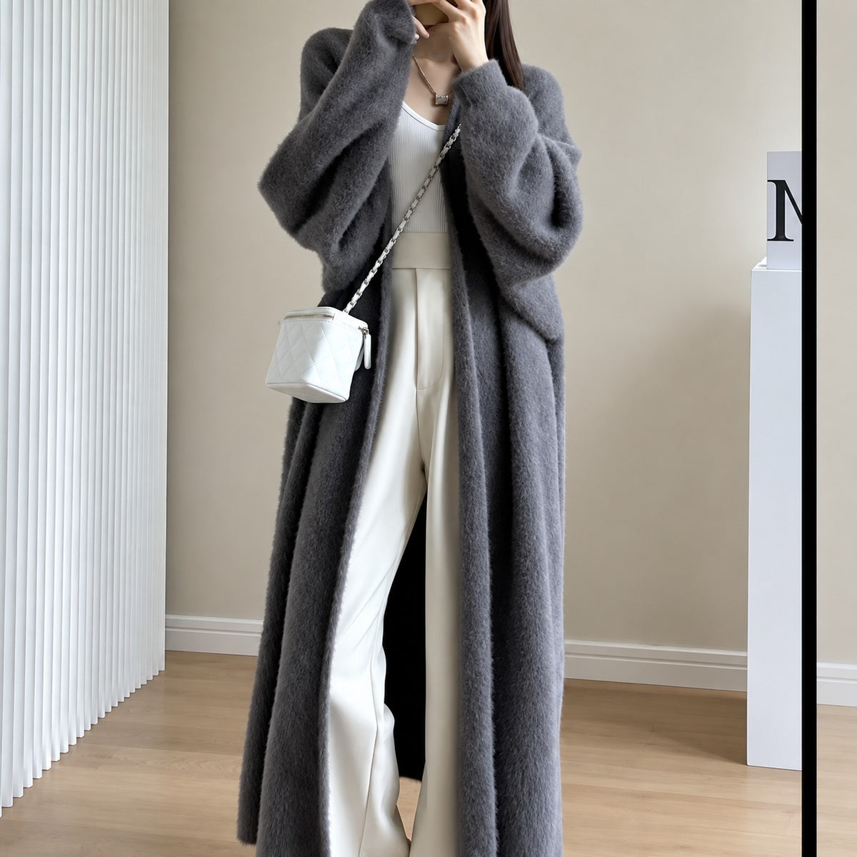 Women's Long Cardigan - Oversized Fit with Open Front Design
