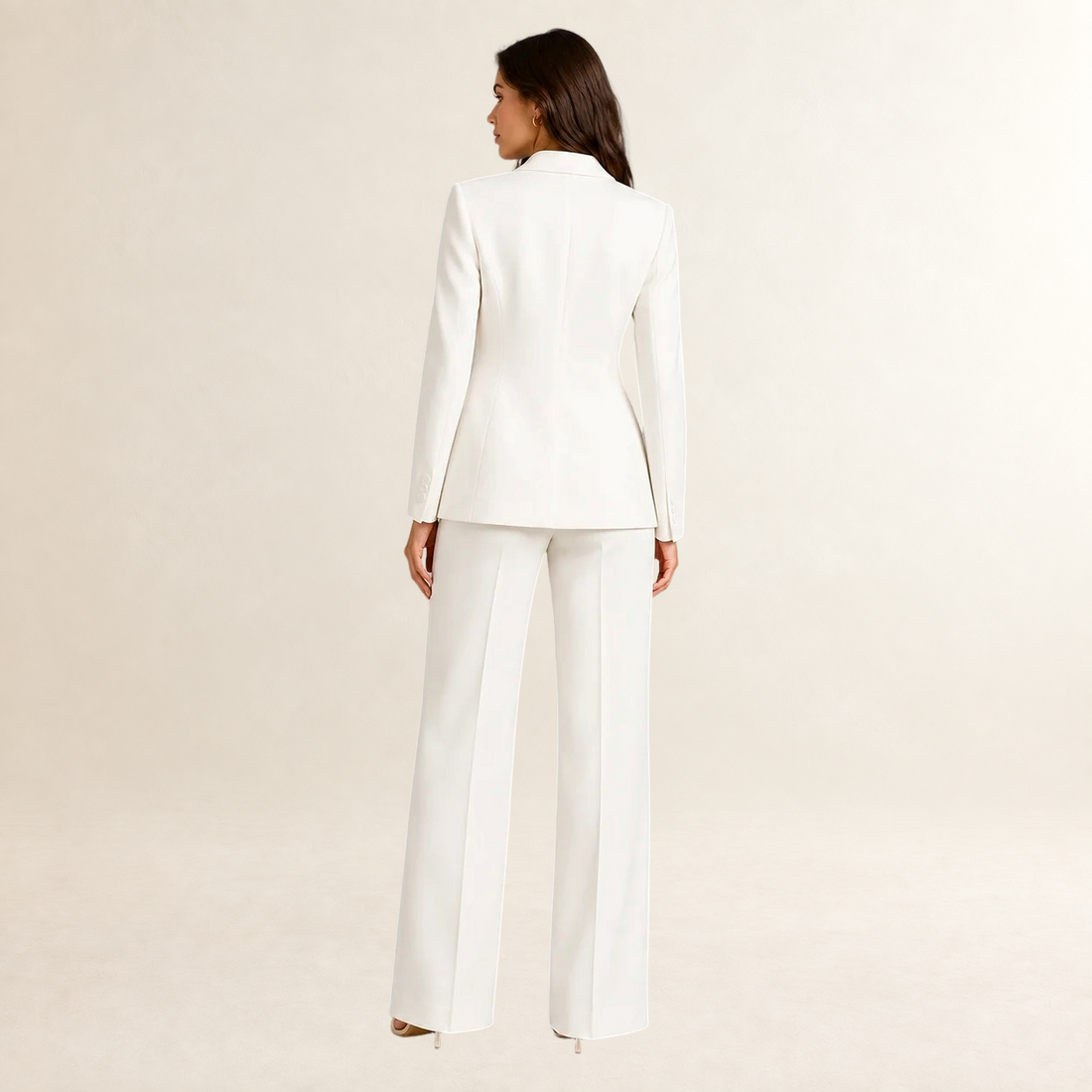Women's Tailored Blazer and Wide-Leg Trouser Suit Set - Structured Fit