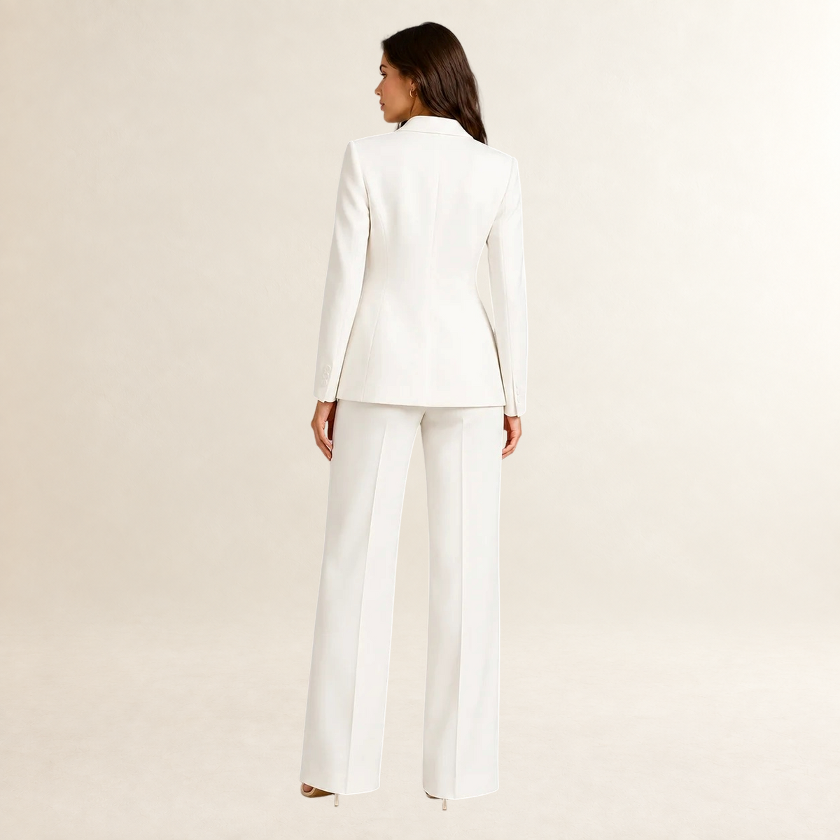 Women's Tailored Blazer and Wide-Leg Trouser Suit Set - Structured Fit