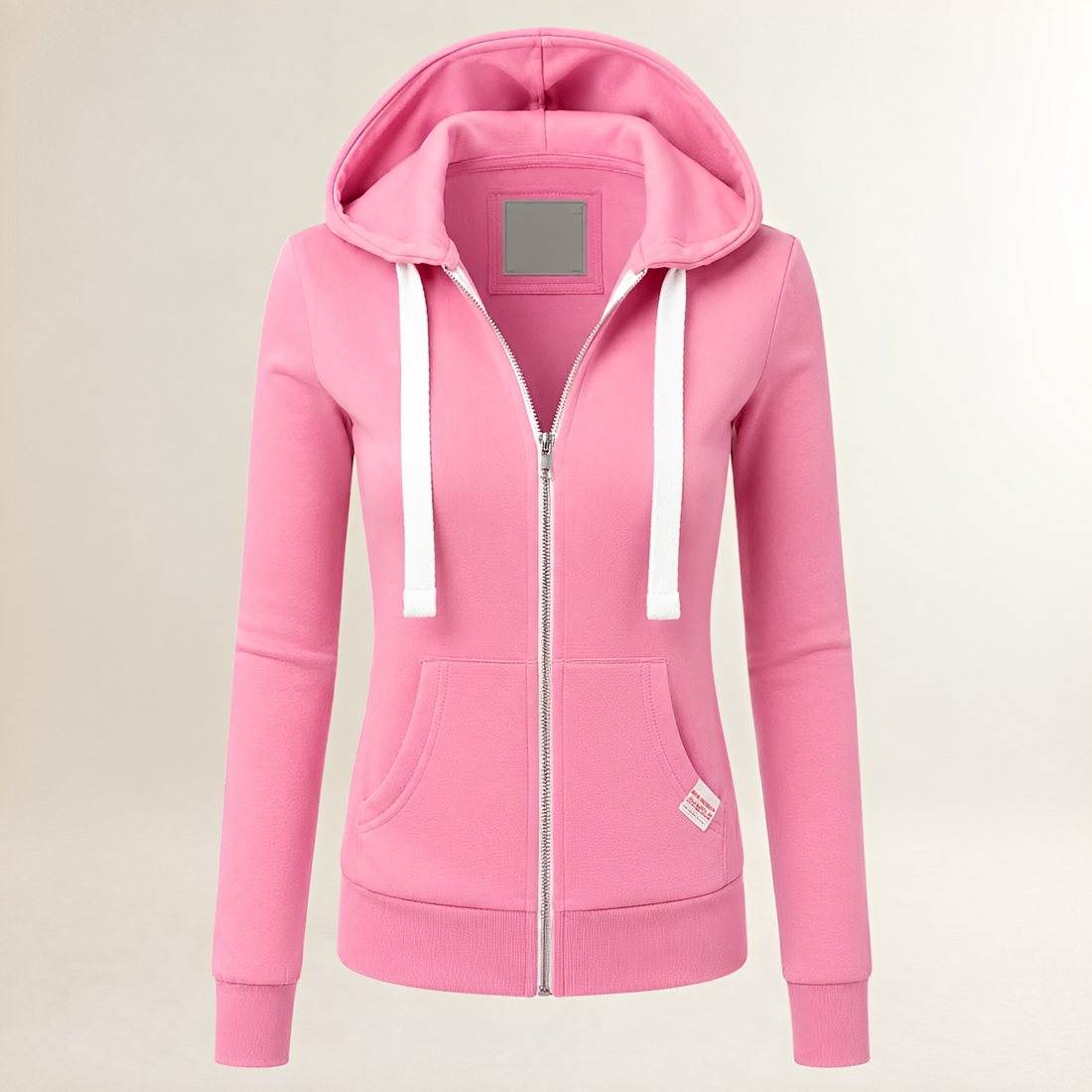 Women's Zip-Up Hoodie - Fitted Silhouette, Long Sleeves, Kangaroo Pocket