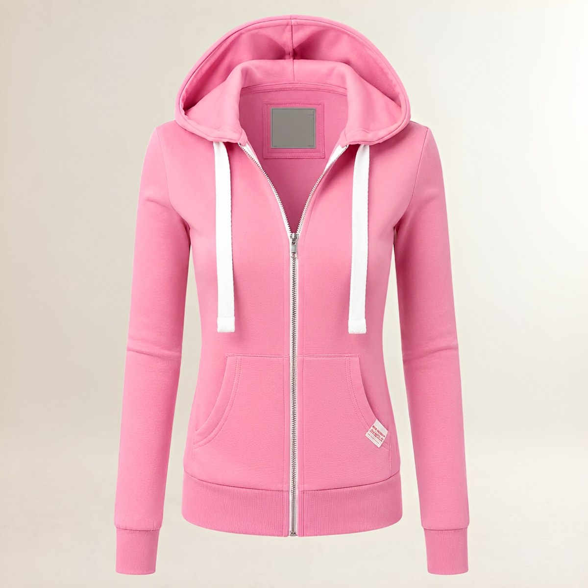 Women's Zip-Up Hoodie - Fitted Silhouette, Long Sleeves, Kangaroo Pocket