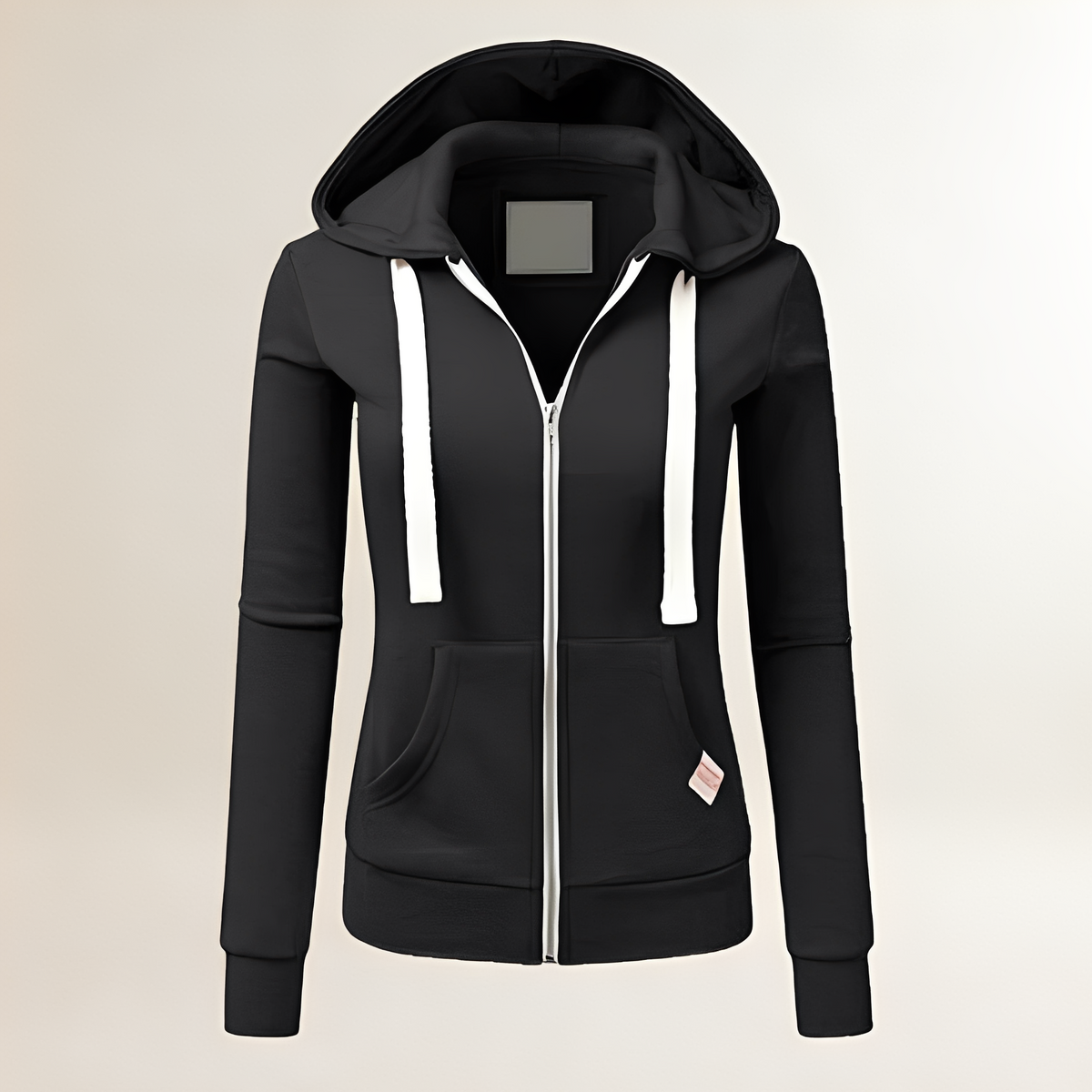 Women's Zip-Up Hoodie - Fitted Silhouette, Long Sleeves, Kangaroo Pocket