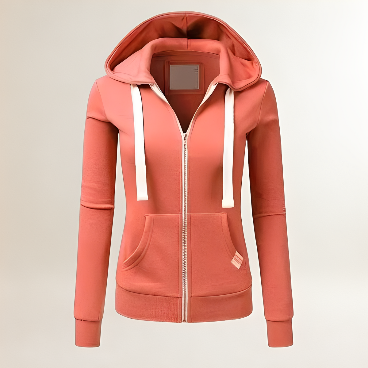 Women's Zip-Up Hoodie - Fitted Silhouette, Long Sleeves, Kangaroo Pocket