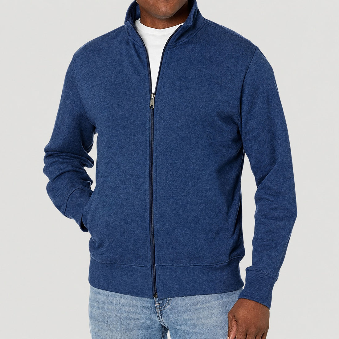Zip-Up Jacket Men - Casual Style, Stand Collar, Regular Fit