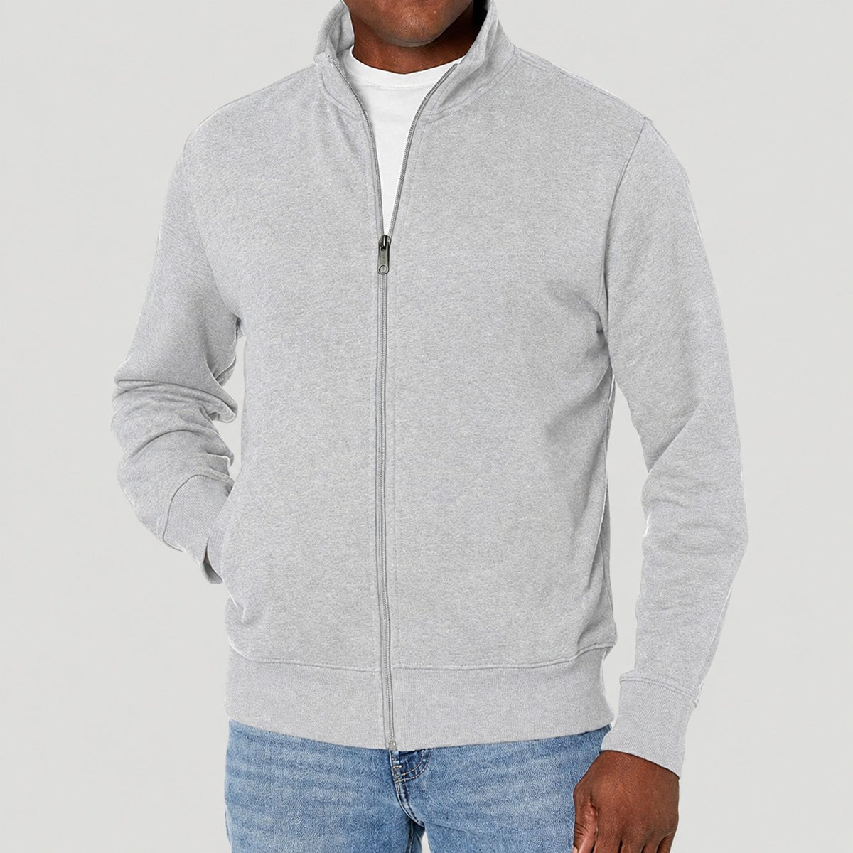 Zip-Up Jacket Men - Casual Style, Stand Collar, Regular Fit