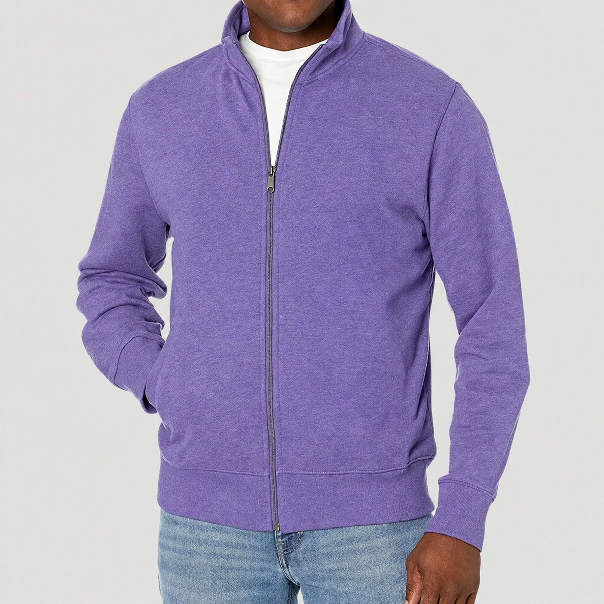 Zip-Up Jacket Men - Casual Style, Stand Collar, Regular Fit