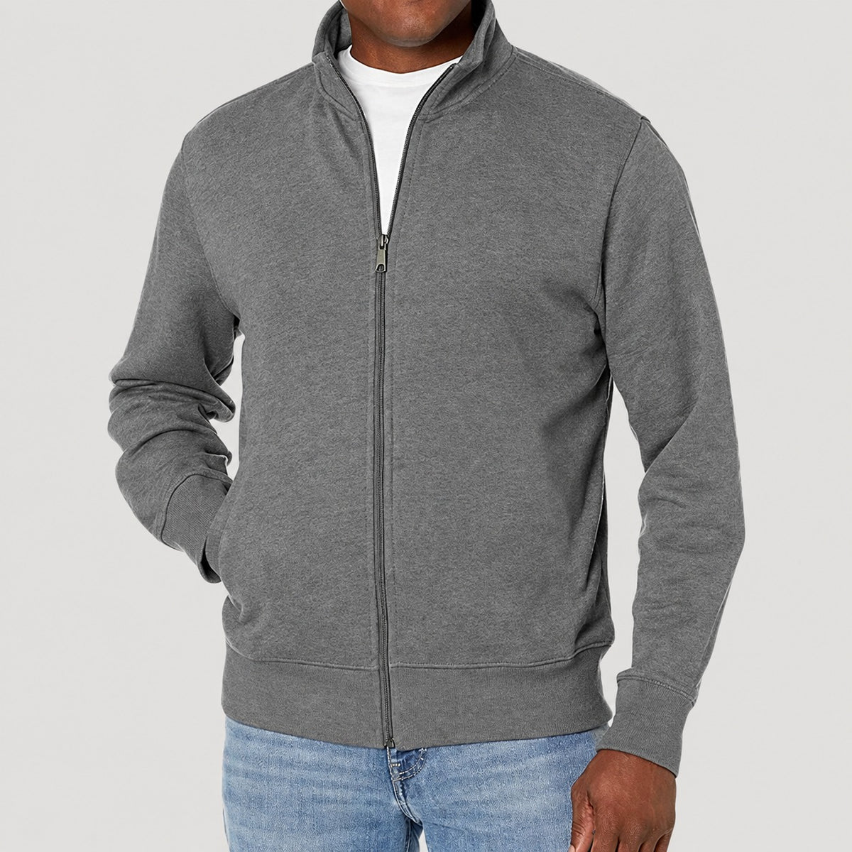Zip-Up Jacket Men - Casual Style, Stand Collar, Regular Fit