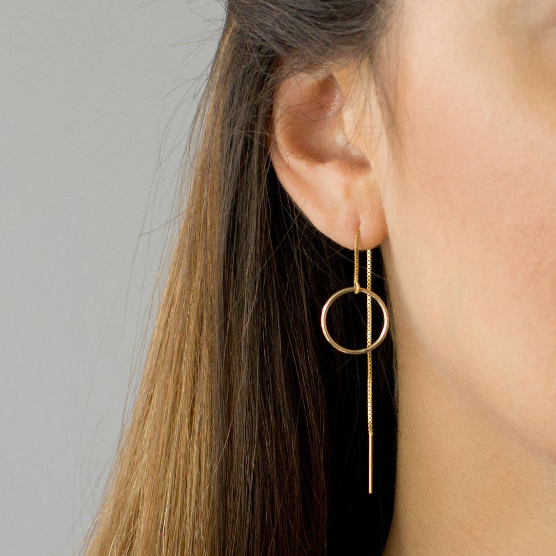 Thread Hoops in Circle Shape - Long Dangling Hoops