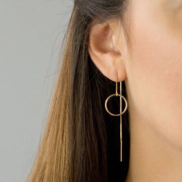 Thread Hoops in Circle Shape - Long Dangling Hoops
