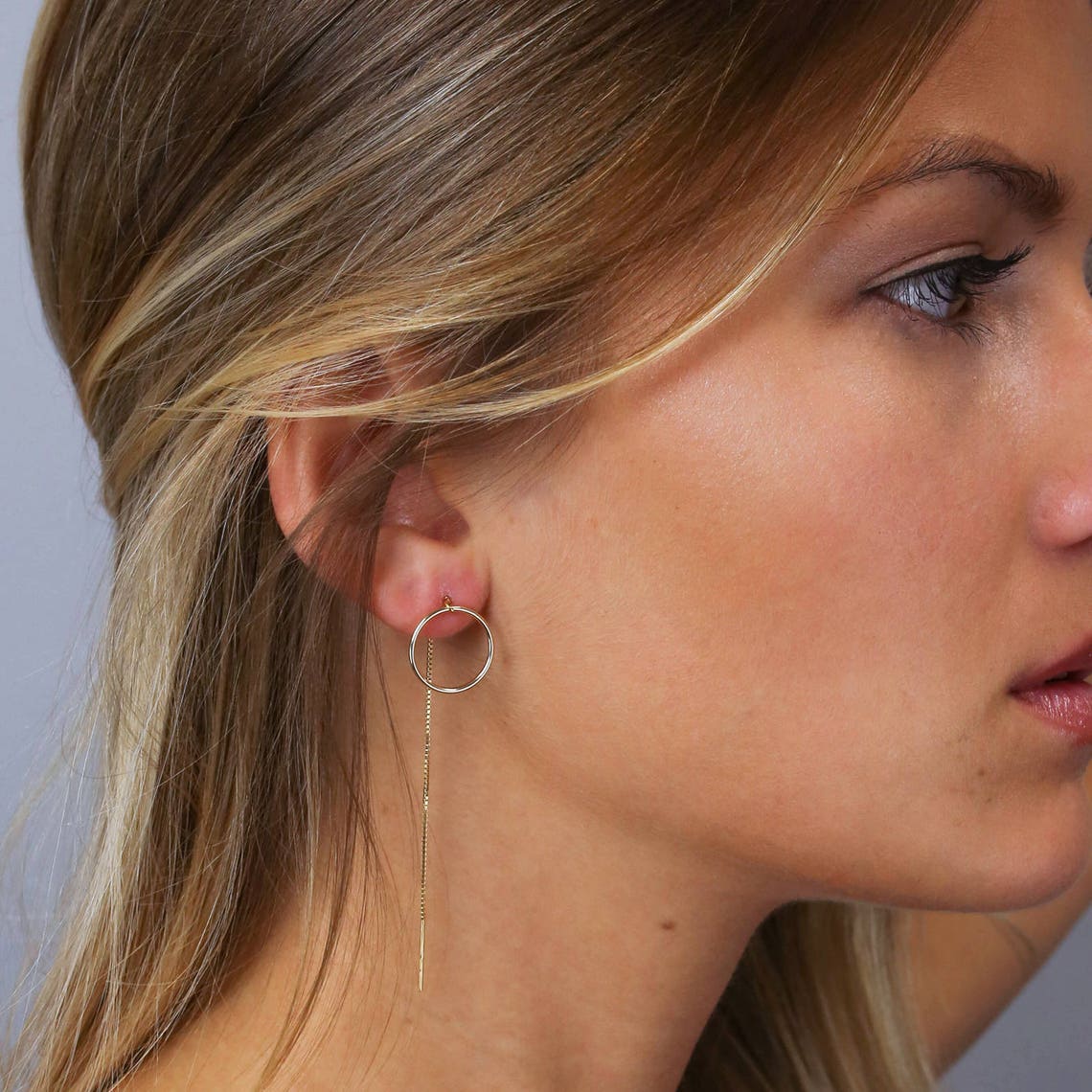 Thread Hoops in Circle Shape - Long Dangling Hoops