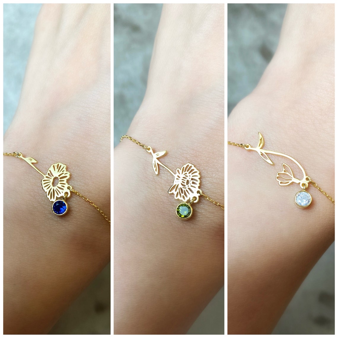 Birth Flower Bracelet - Birthstone Bracelet
