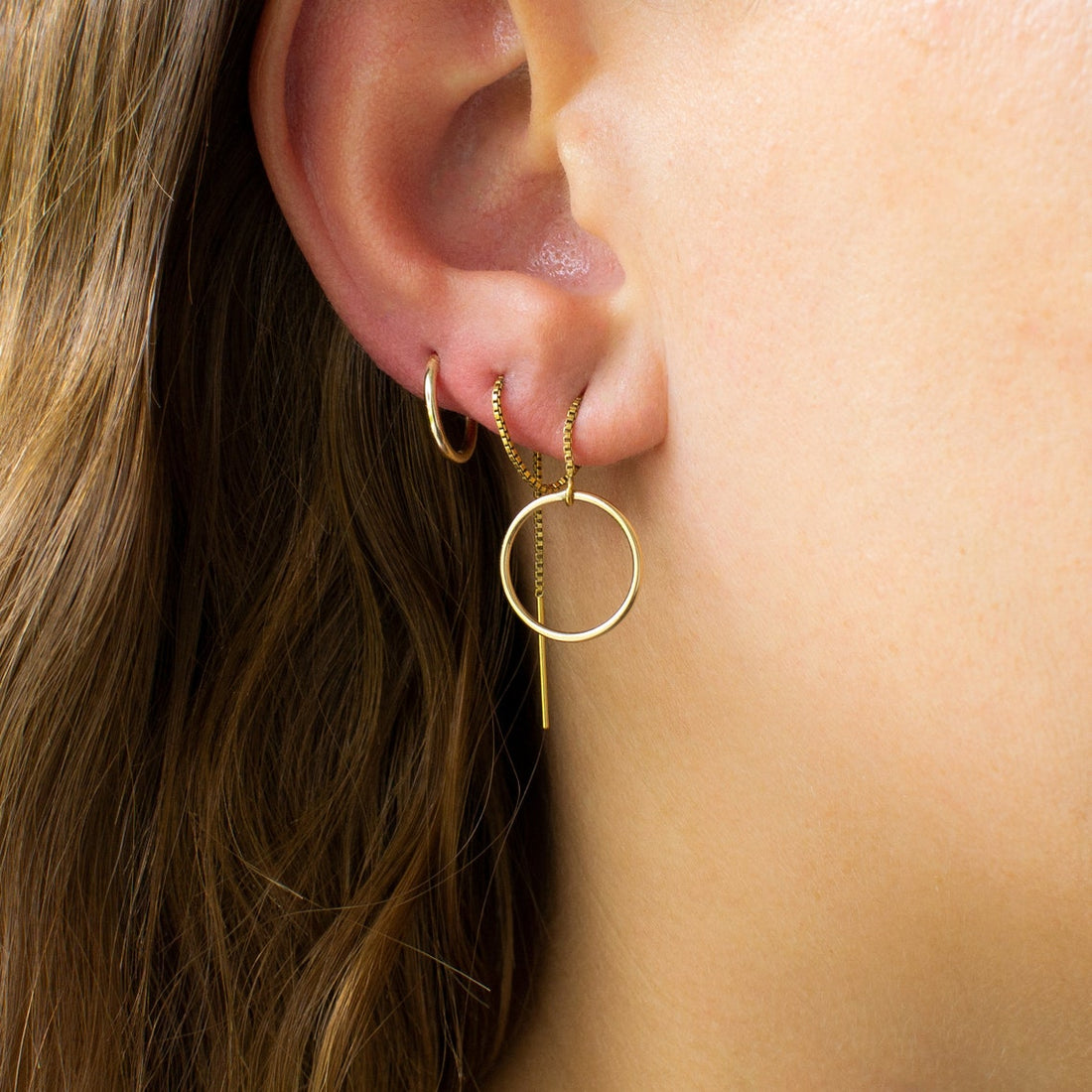 Thread Hoops in Circle Shape - Long Dangling Hoops