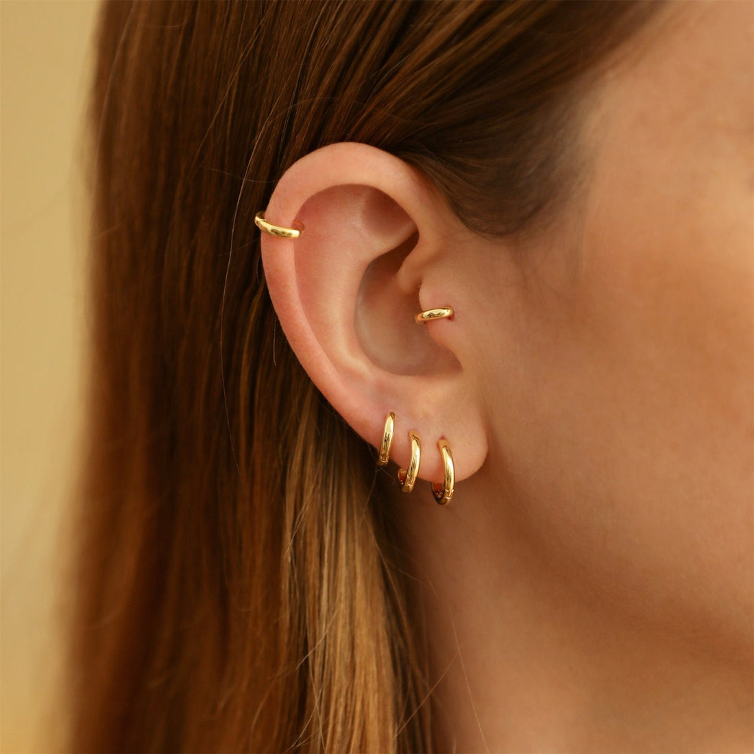 Gold Huggie Earrings - 7 Pieces Earrings