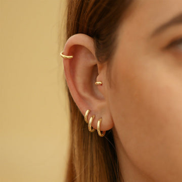 Gold Huggie Earrings - 7 Pieces Earrings
