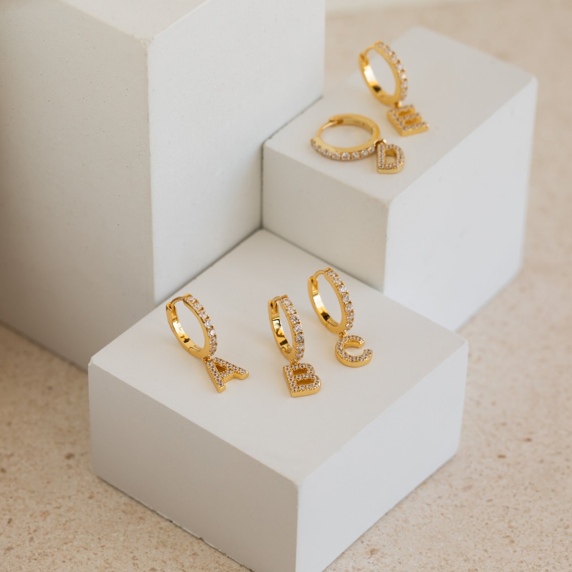 Letter earrings - Delicate Huggie earrings