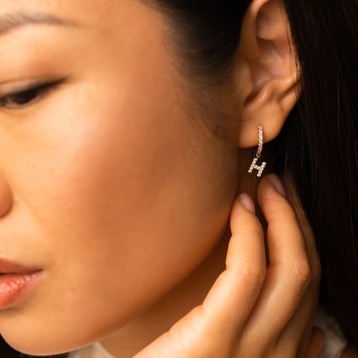 Letter earrings - Delicate Huggie earrings