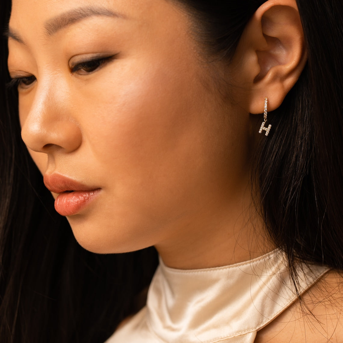 Letter earrings - Delicate Huggie earrings