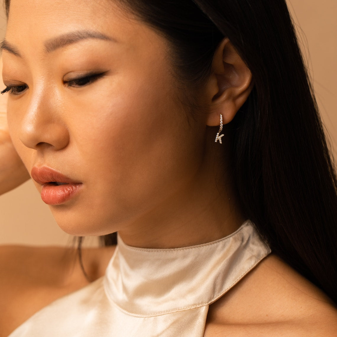 Letter earrings - Delicate Huggie earrings