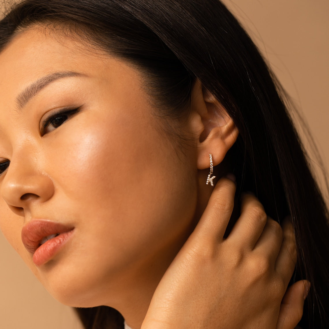 Letter earrings - Delicate Huggie earrings