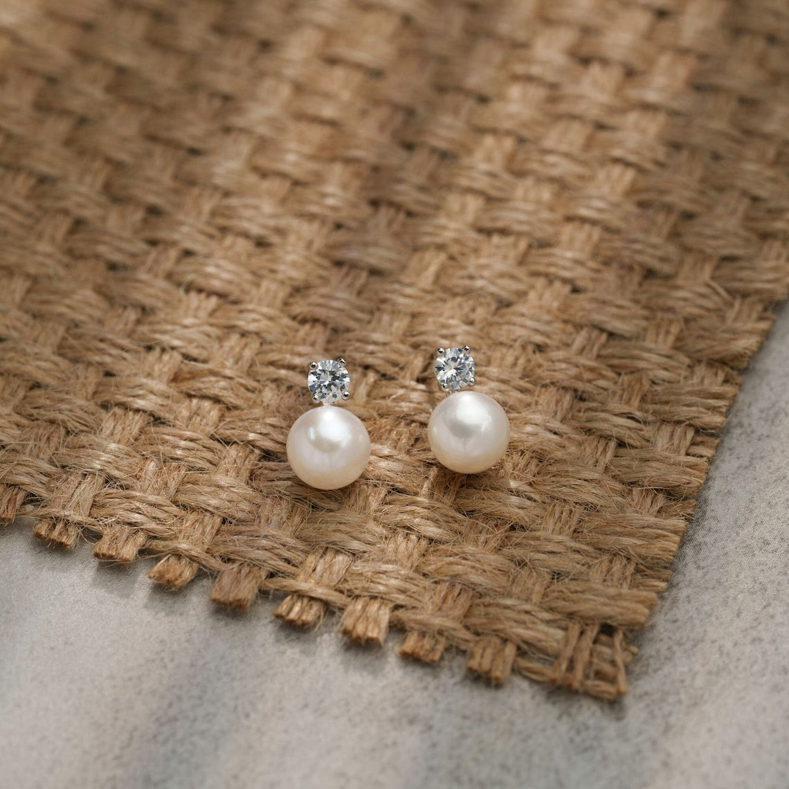 Pearl Earrings - Dainty CZ Earrings