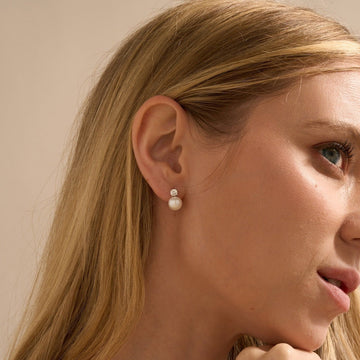 Pearl Earrings - Dainty CZ Earrings