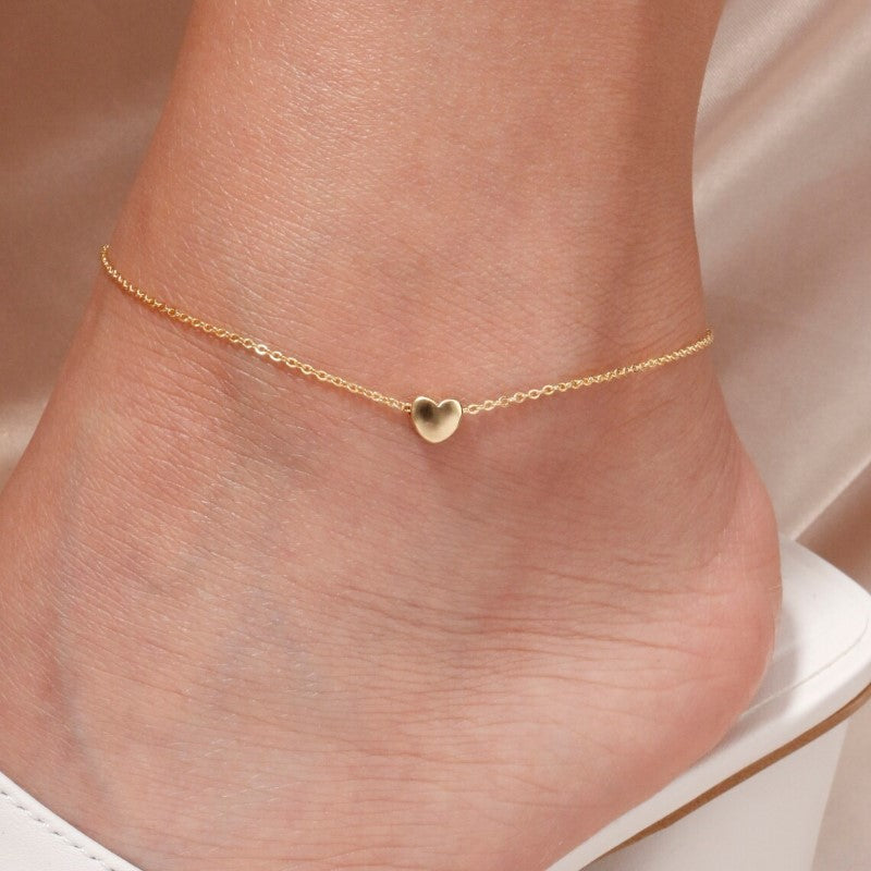 Mini heart-shaped ankle bracelet - Double layer love bracelet