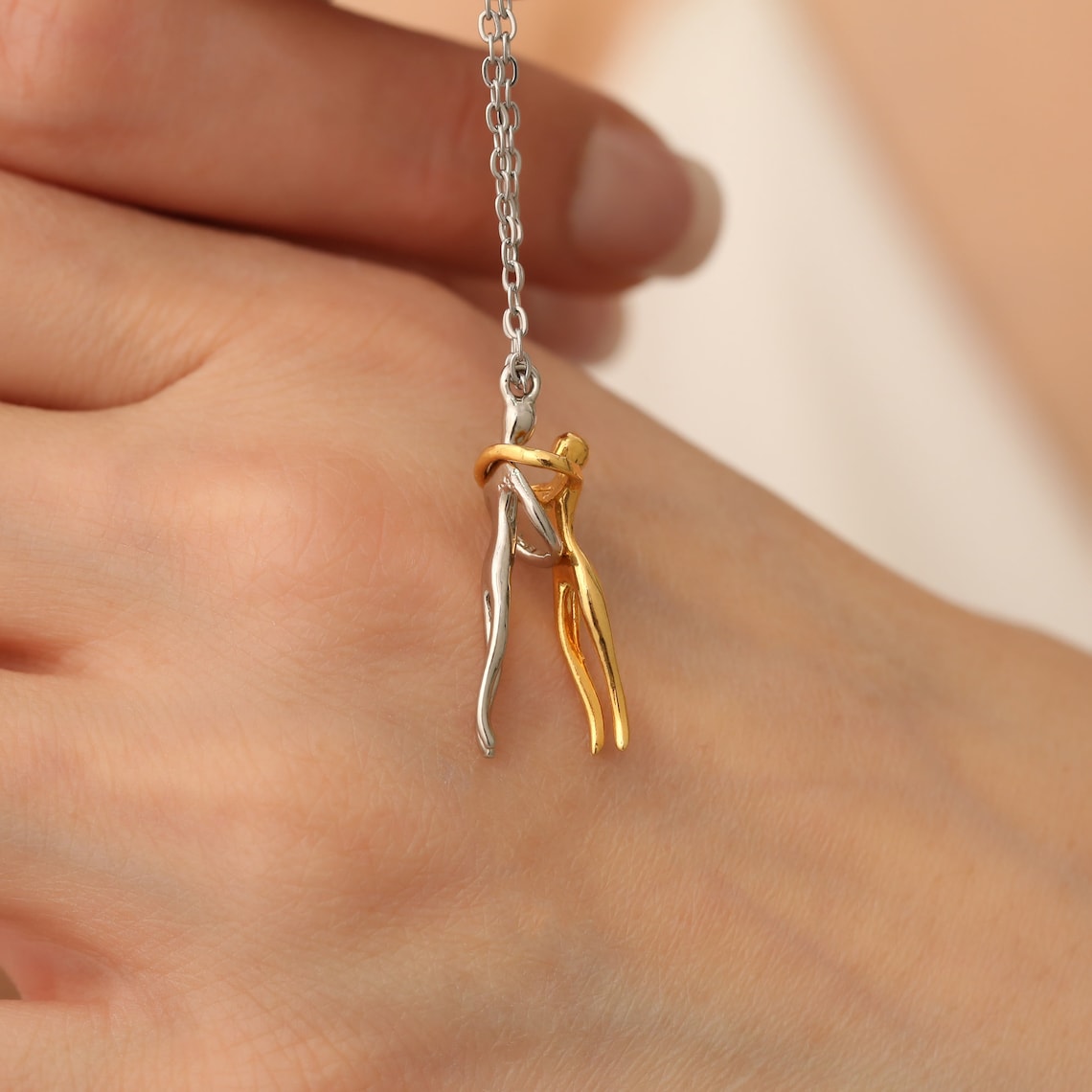 Love Hug Pendant - Couple Necklace with Embrace