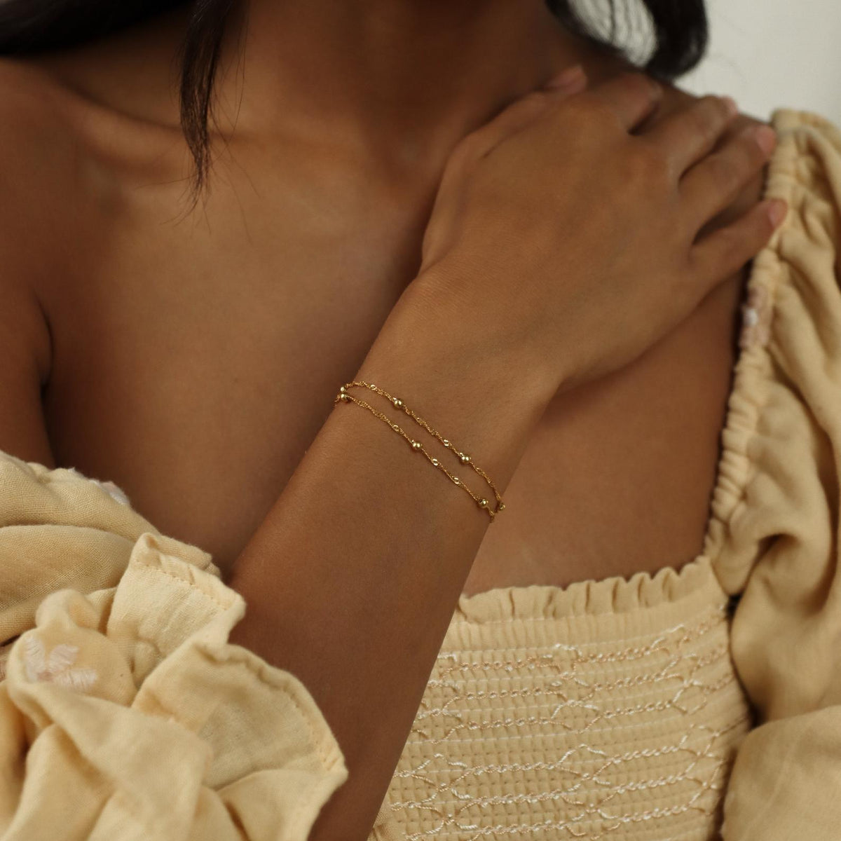 Double Beaded Ripple Necklace - Layered Bracelet