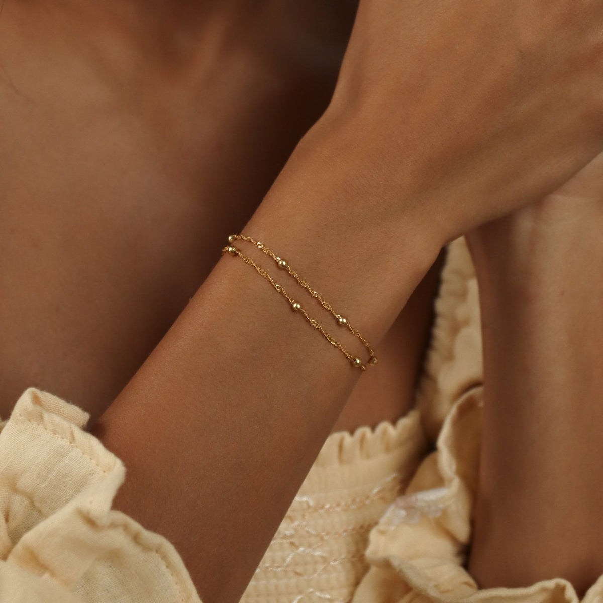 Double Beaded Ripple Necklace - Layered Bracelet